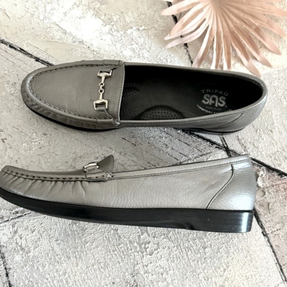 SAS Tripad Comfort Metro Womens Gray Leather Loafers Horse Bit Sz 9.5 S Narrow - Picture 12 of 14